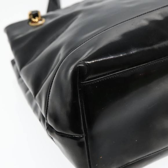 CHANEL COCO Mark Chain Shoulder Bag Patent leather Black Gold CC Auth bs18484 - Picture 16 of 16